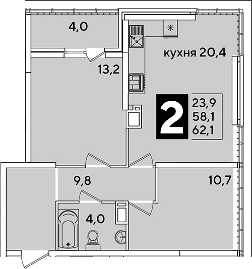 Продается 3-комн. квартира, 58.1 м²