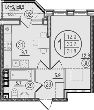Продается 1-комн. квартира, 30.2 м²