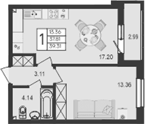 Продается 1-комн. квартира, 37.81 м²