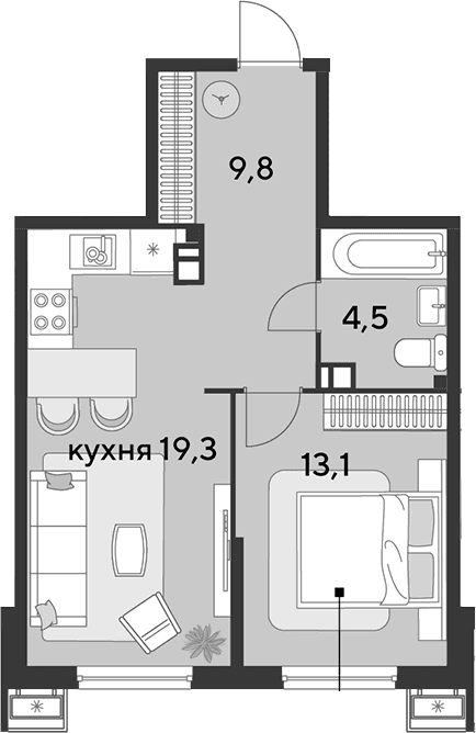 Продается 2-комн. квартира, 46.7 м²