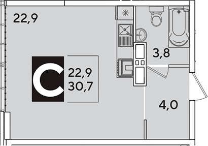 Продается 1-комн. квартира, 30.7 м²