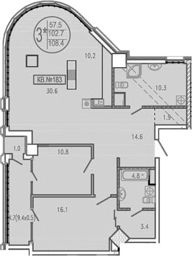 Продается 3-комн. квартира, 102.7 м²