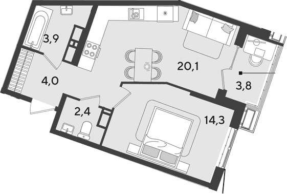 Продается 2-комн. квартира, 44.7 м²