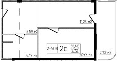 Продается 2-комн. квартира, 38.48 м²