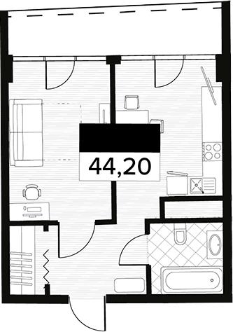 Продается 1-комн. квартира, 44.2 м²