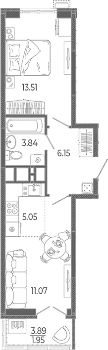 Продается 2-комн. квартира, 39.62 м²