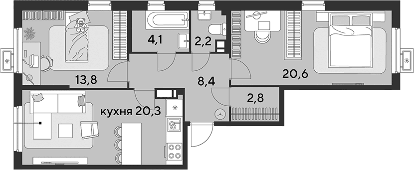 Продается 3-комн. квартира, 72.2 м²