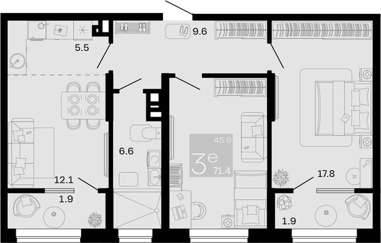 Продается 3-комн. квартира, 67.6 м²