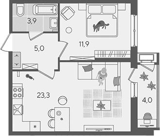 Продается 2-комн. квартира, 44.1 м²