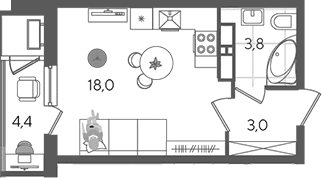 Продается 1-комн. квартира, 24.8 м²