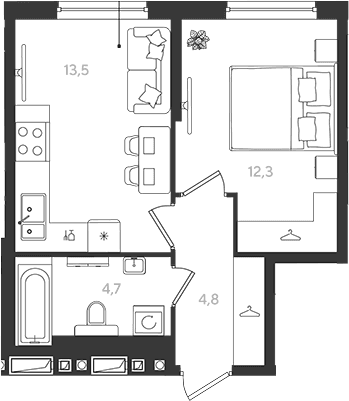 Продается 1-комн. квартира, 35.3 м²