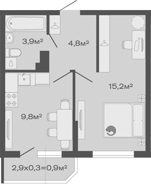 Продается 1-комн. квартира, 33.7 м²