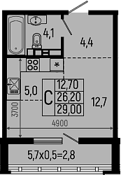 Продается 1-комн. квартира, 26.2 м²