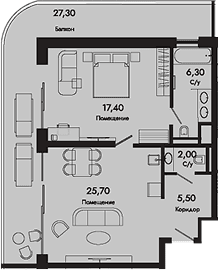 Продается 1-комн. квартира, 56.9 м²