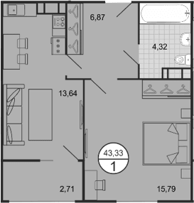 Продается 1-комн. квартира, 40.62 м²