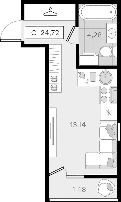 Продается 1-комн. квартира, 23.24 м²