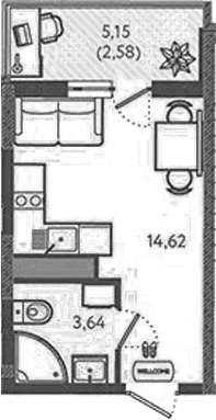 Продается 1-комн. квартира, 18.25 м²