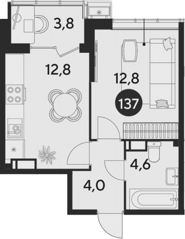 Продается 1-комн. квартира, 34.2 м²