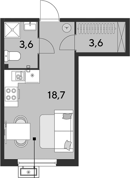 Продается 1-комн. квартира, 25.9 м²