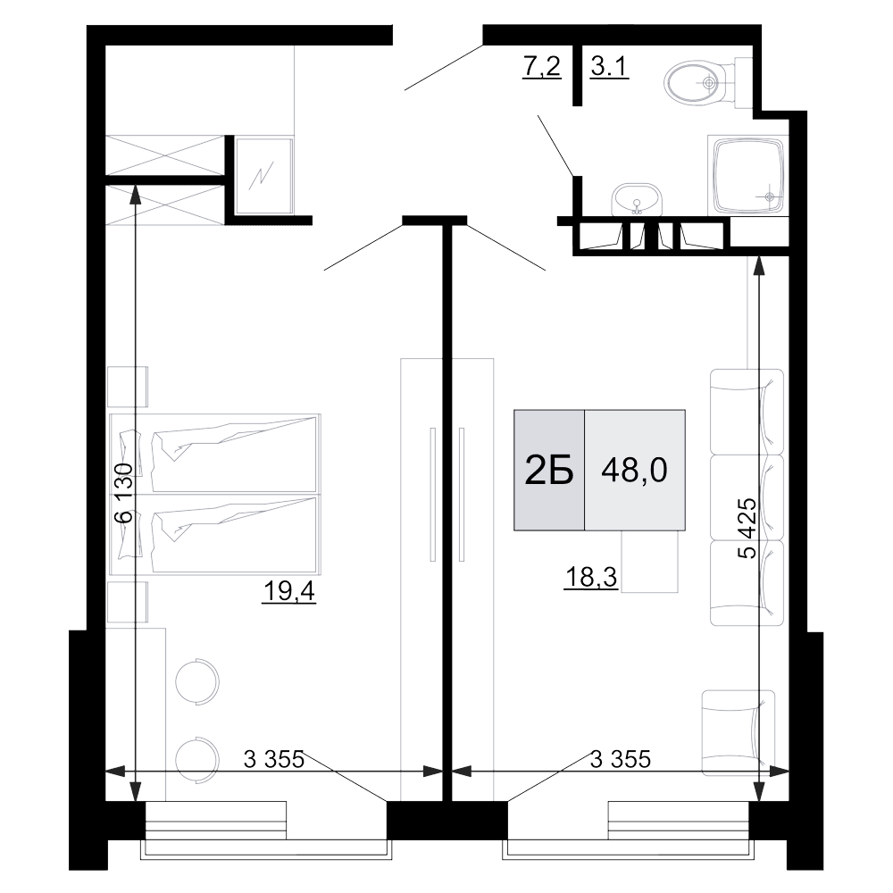 Продается 2-комн. квартира, 48 м²