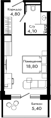 Продается 1-комн. квартира, 27.7 м²