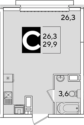 Продается 1-комн. квартира, 29.9 м²