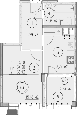 Продается 1-комн. квартира, 34.3 м²