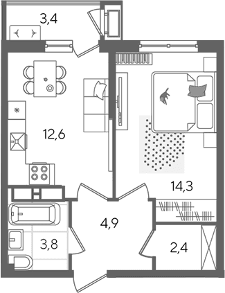 Продается 1-комн. квартира, 38 м²