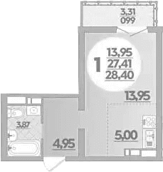 Продается 1-комн. квартира, 27.41 м²