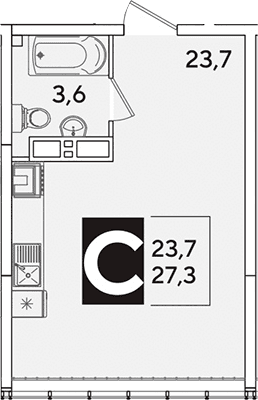 Продается 1-комн. квартира, 27.3 м²