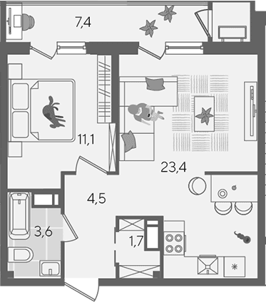 Продается 2-комн. квартира, 44.3 м²