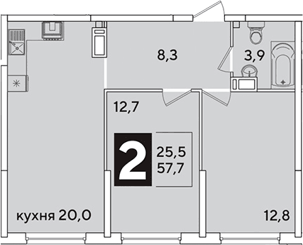 Продается 3-комн. квартира, 57.7 м²