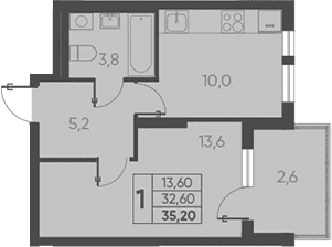 Продается 1-комн. квартира, 32.6 м²