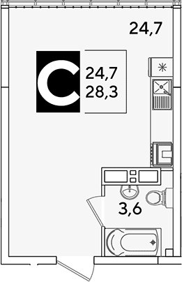 Продается 1-комн. квартира, 28.3 м²