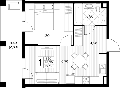 Продается 2-комн. квартира, 36.3 м²