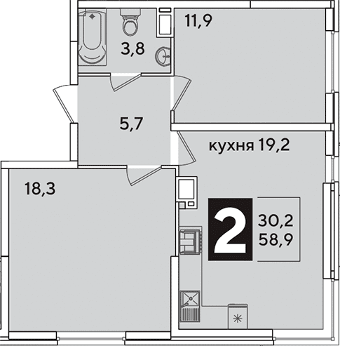 Продается 3-комн. квартира, 58.9 м²