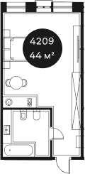 Продается 1-комн. квартира, 43.59 м²