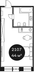 Продается 1-комн. квартира, 43.59 м²