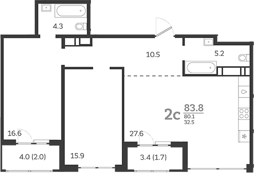 Продается 3-комн. квартира, 80.1 м²