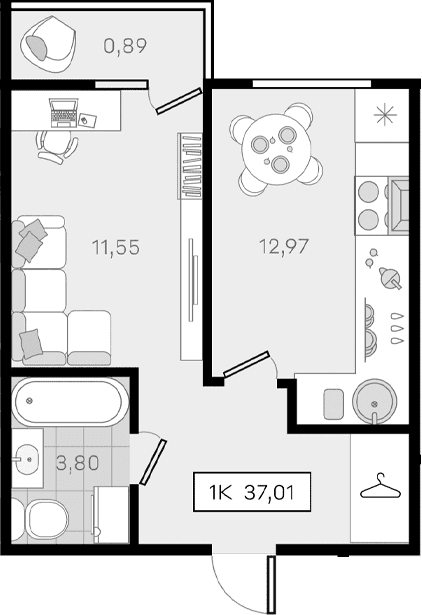 Продается 1-комн. квартира, 36.12 м²