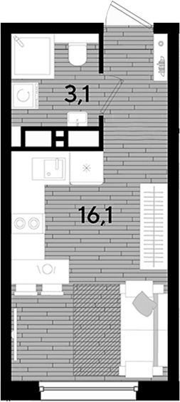 Продается 1-комн. квартира, 19.2 м²