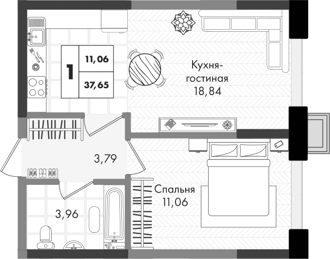 Продается 2-комн. квартира, 37.65 м²