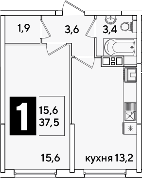 Продается 1-комн. квартира, 37.5 м²