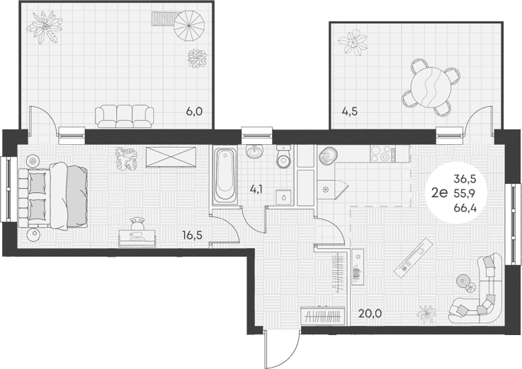 Продается 2-комн. квартира, 55.9 м²