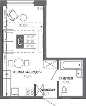 Продается 1-комн. квартира, 28.6 м²