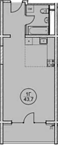 Продается 1-комн. квартира, 43.7 м²