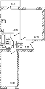 Продается 2-комн. квартира, 59.6 м²