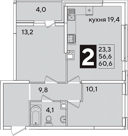 Продается 3-комн. квартира, 56.6 м²