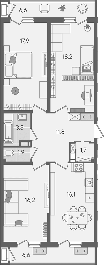 Продается 4-комн. квартира, 87.6 м²