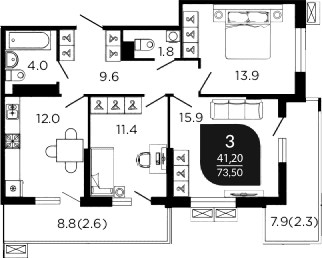Продается 3-комн. квартира, 71 м²